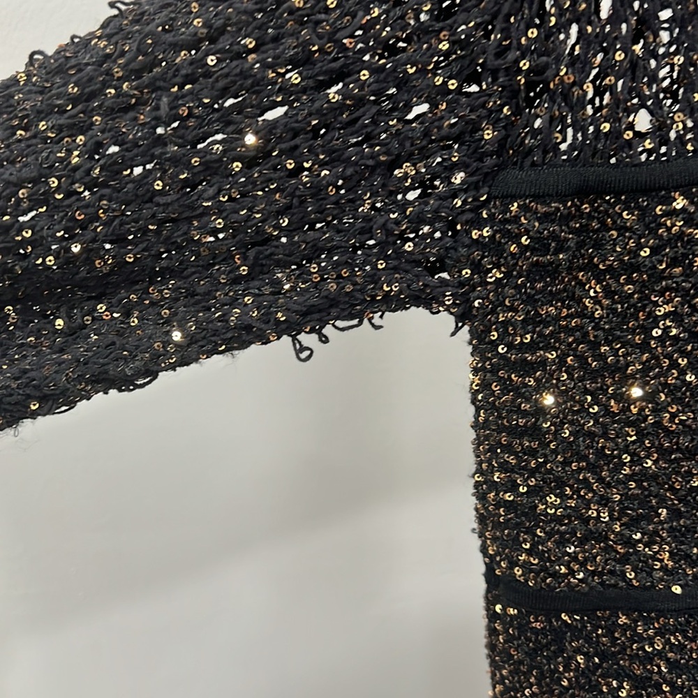 Dodiee GAIA crochet sequin maxi dress in black gold long sleeve - Picture 14 of 15